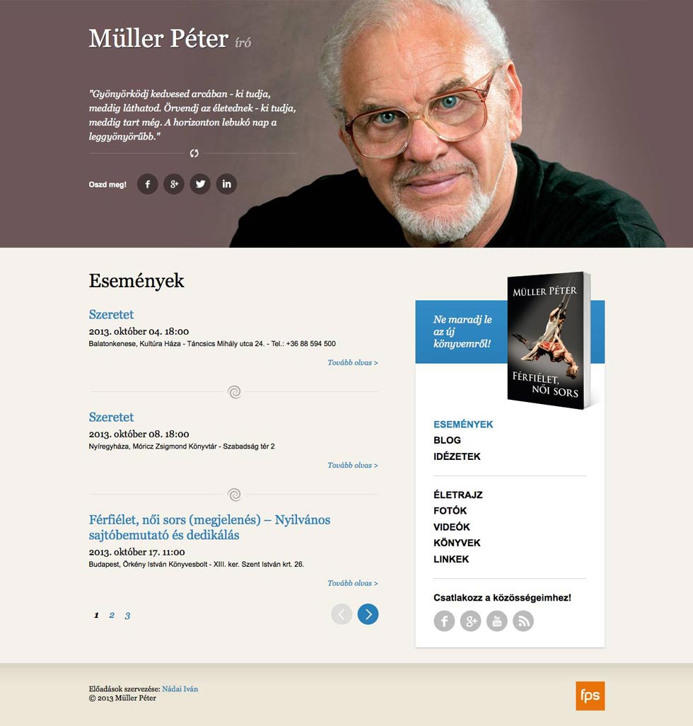 Weboldalkészítés Müller Péter író