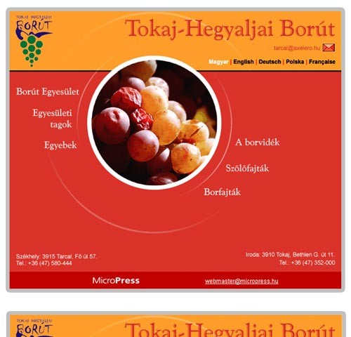 Tokaj-Hegyaljai Borút microsite weboldalkészítés